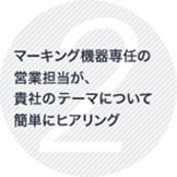 マーキング機器専任の営業担当が、貴社のごテーマについて簡単にヒアリング
