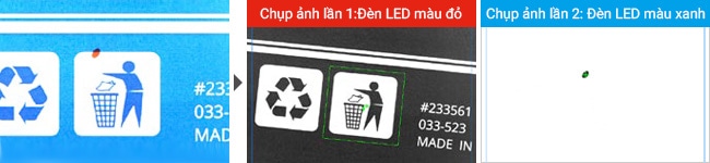 [Chụp ảnh lần 1:Đèn LED màu đỏ][Chụp ảnh lần 2: Đèn LED màu xanh]