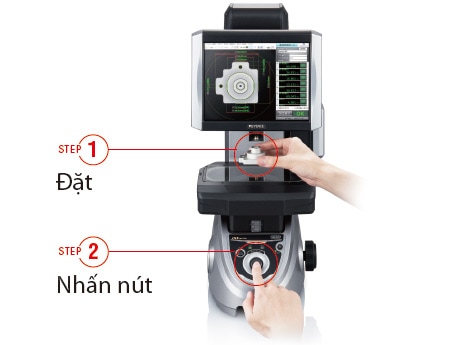 STEP 1 Đặt / STEP 2 Nhấn nút
