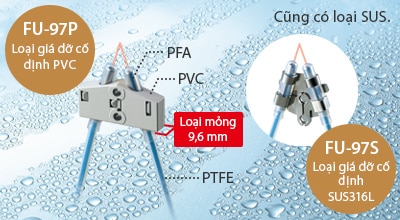 Cũng có loại SUS. / [FU-97P] Loại giá đỡ cố định PVC / Loại mỏng 9,6 mm / [FU-97S] Loại giá đỡ cố định SUS316L